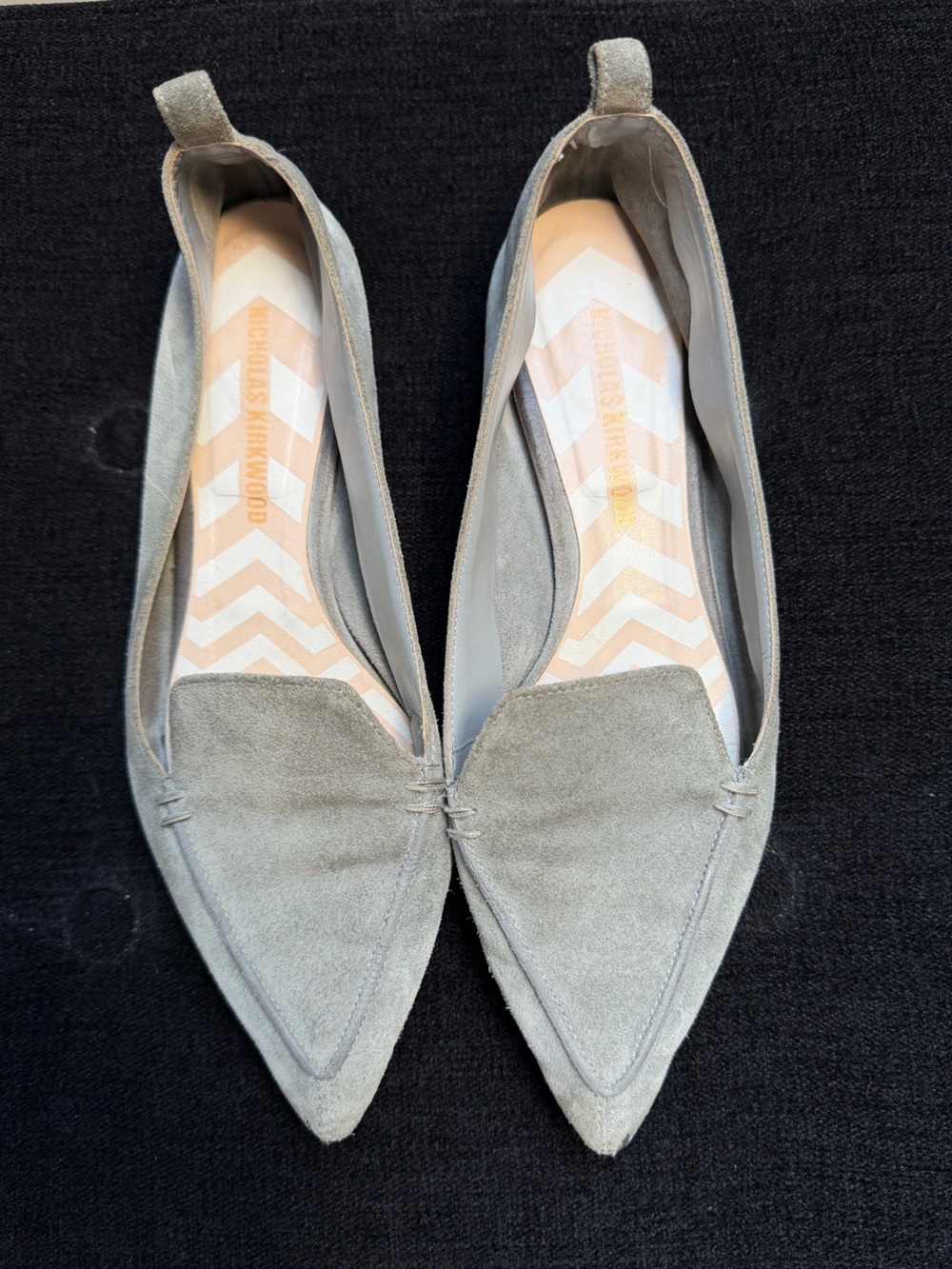 Nicholas Kirkwood grey suede flats 37.5